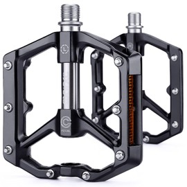 CXWXC Bicycle Pedals, Flat Pedals, for Road Bikes, Cross Bikes, MTB, etc., with Reflector, Aluminum (CX-930_GR)