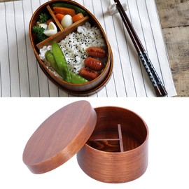 Wooden Lunch Box Japanese Sushi Tray Lunch Box Wooden Bento Box Rice Container with 3 Compartment for Picnic Adult Student Office Worker
