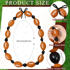 Ecation Football Senior Night Gift Necklace Acrylic Sport Ball Beads Necklace with Ribbon Bow for Men Football Team Player