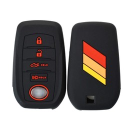 Silicone 3 Racing Stripes /// Trimed Key Fob Cover for Toyota 2019+ Land Cruiser 2021+ Venza RAV4 4Runner Corolla Se Grand Highlander Tundra Crown 2022+ Tacoma Trailhunter TRD SR5 Corolla Camry XSE SE