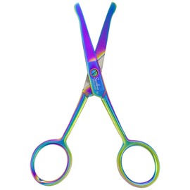 Pet Grooming Scissors with Round Tip & Big Finger Holes | 4.5" Rounded Tip Safety Scissors for Dogs & Cats Hair Removal from Eyes, Ears, Nose, Paws, Tail + Pouch