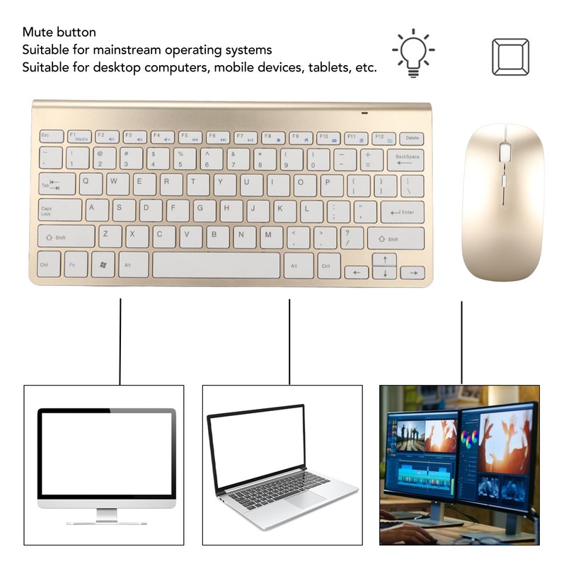 Keyboard Mouse Set 2.4G Wireless 78 Keys USB Thin Etched