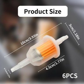 Set of 6 Petrol Filter Fuel Filter Universal 8 mm 6 mm Fuel Filter for Motorcycle, Lawn Mower, Scooter Moped, Car, Car, Diesel Moped, High Density, Reusable Fuel Filter with Transparent Design