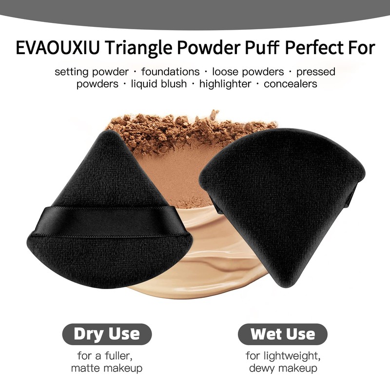 2 Pcs EVAOUXIU Triangle Powder Puff for Face Powder, Soft