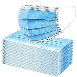 PURE GEM 3-Ply Disposable Face Masks, Soft on Skin, Pack of Blue Masks with Elastic Earloops (250 Masks)