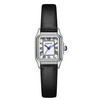 CHEETAH Women’s Leather Strap Watch, with Silver-Tone Small Vintage Rectangular