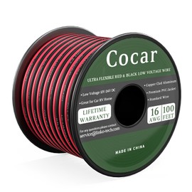 16 AWG 100FT Electrical Wire, Red & Black Ultra Flexible 12V Low Voltage Cable, 2 Conductor Wire for Car Audio, Marine, LED Lighting, and Outdoor Landscape Speaker Systems
