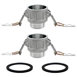 SAFBY 2 PCS Type B Aluminum Global Type B Cam and Groove Hose Fitting,2" Plug x2" NPT Male with 2 PCS 2" Camlock Gasket Fitting (2“)