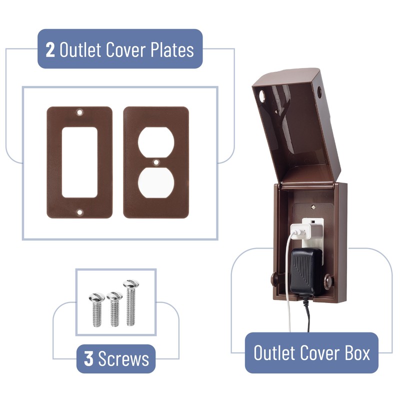 Bates - Baby Safety Outlet Cover Box, Brown, Outlet Covers