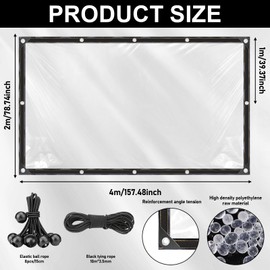 Tarpaulin Waterproof, Waterproof Transparent Tarpaulin with Eyelets 2 x 4 m, Rain Protection, Wind Protection, Multi-Purpose Waterproof Tarpaulin, Transparent Tarpaulin for Outdoor Use, PVC Patio