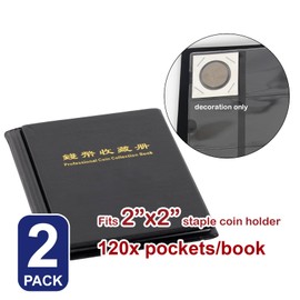 Coin Collection Book Australia Holder Album Staple Cardboard Flips 2" X2" Inches Clear Window Collectors Collector Albums Australian Coins Display Storage Holders Money Stock Organizer 120 Pockets 2X