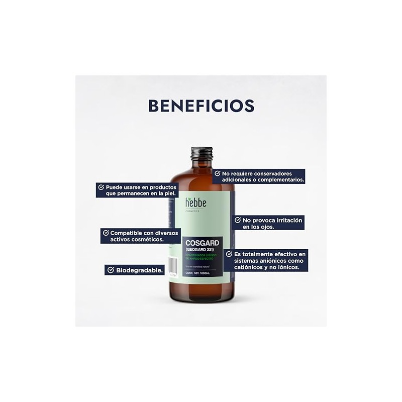 Hebbe - Cosgard Conservador Natural para Cosméticos, 1000 ml