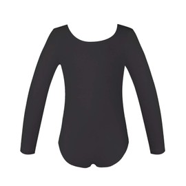 Phineein Girls Long Sleeve Team Basic Leotards For Kids, Black, 4-6 Years