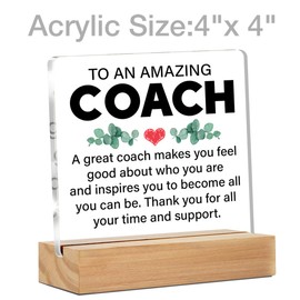 Thank You Coach Gifts, Appreciation Gifts for Sport Coach, Amazing Coach Clear Desk Decorative Sign Home Office Acrylic Decor
