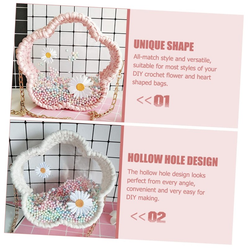 OHPHCALL 4pcs Yarn Basket Base Heart DIY for Crochet Transparent
