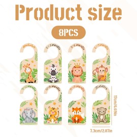 8PCS Baby Wardrobe Dividers,Wood Baby Clothes Dividers,Cute Animal Wardrobe Dividers for Baby Clothes from Newborn to 24 Months,Baby Clothes Organiser(Animal Print)