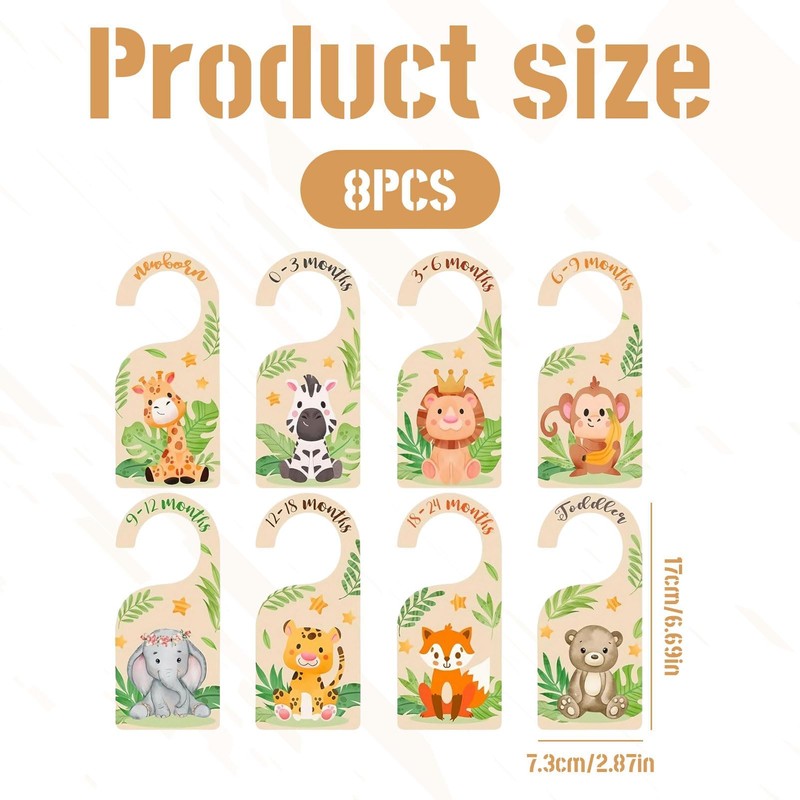 8PCS Baby Wardrobe Dividers,Wood Baby Clothes Dividers,Cute Animal Wardrobe Dividers