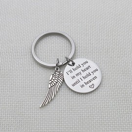Memorial Jewelry I Will Hold You in My Heart Until I Can Hold You in Heaven Angel Wing Keychain