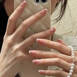 Press on Finger Nails with Designs, 24Pcs Full Cover Reusable False Nails Kits, Press on Nails Short Square, Artificial Fingernails Acrylic Fake Nails for Women, Stick on Nails Coffin Shape（R452）