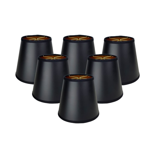 Royal Designs, Inc. Empire Hardback Chandelier Shade CS-118BLK/GL-6, Black with Gold, 4 x 6 x 5.5, Pack of 6