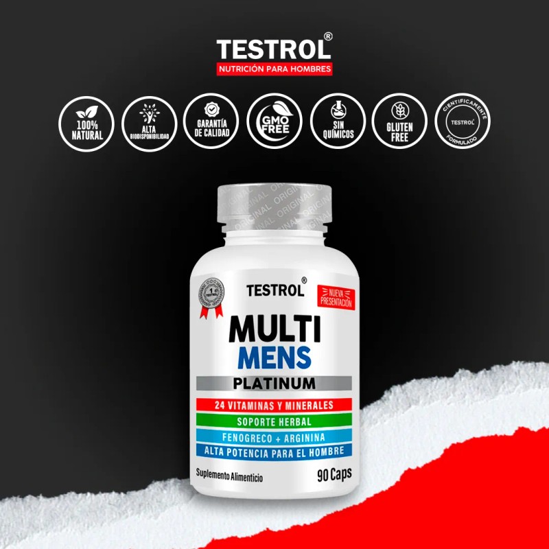 Testrol Multi Mens Platinum | 24 Vitaminas Esenciales para el