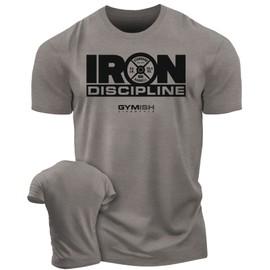 Iron Discipline Men's Strength Training T-Shirt for Workout Athletes (LG, Iron Discipline WarmGrey)