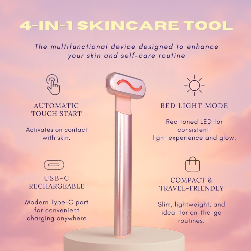 Sky Bliss 4-in-1 Skin Care Tool – Red Light Glow