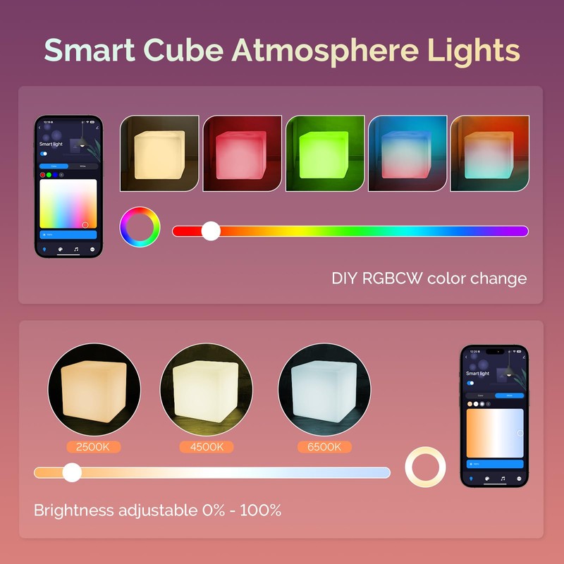 LOFTEK Smart LED Cube Lights, RGBCW Color Change Atmosphere Lights