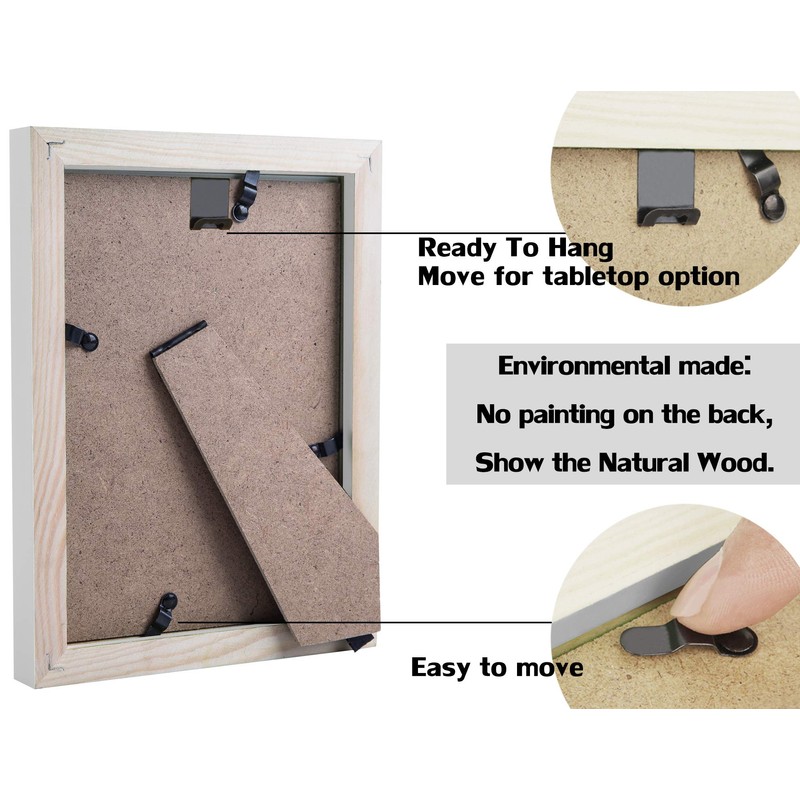 Picture Frames 5x7 White Nature Solid Wood 2 Pack for