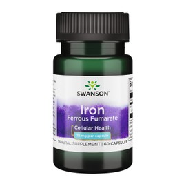 Swanson Iron (Ferrous Fumarate) - Mineral Supplement Promoting Energy Support - High-Concentration Formula Assists in Oxygen Delivery & Fatty Acid Metabolism - (60 Capsules, 18mg Each)