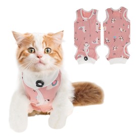 RENEWREVITAL Breathable Cat Recovery Suit, Post-Surgery Cat Onesie, Prevents Licking Wounds, Size S, Pink