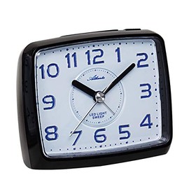 Atlanta Wecker ohne Ticken mit LED Spot-Licht Analog Quarz Schwarz - 1979-7