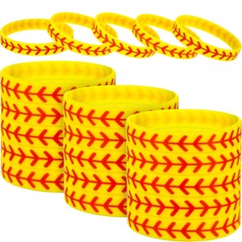 JOVITEC 24 Packs Softball Bracelet Softball Wristband Silicone Bracelet Softball Gift for Softball Player and Softball Teams