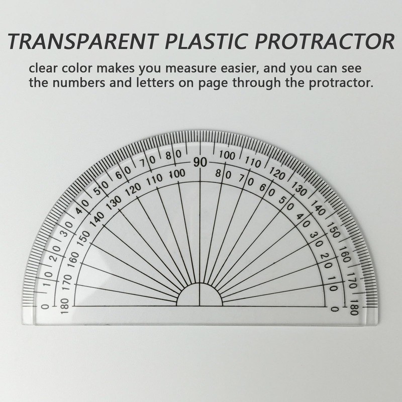 10Pcs Clear Measurement Protractor Useful Math Plastic Protractor Durable 180