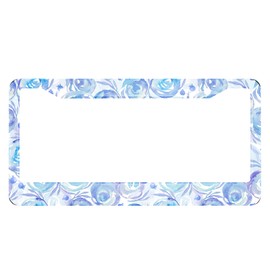 Swono Blueberry License Plate Frame Russian Blue Flower Berries Traditional Gzhel Style License Plate Cover Aluminum Metal License Plate Holder Frame for Women Men Auto Decoration for US Car/Truck