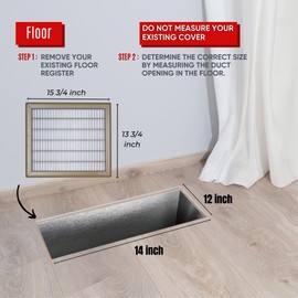 Fits 12x14 and 14x12 Duct Opening | Return Air Floor Grille by Handua | Walkable Vent Cover Grill for Floor | Brown | Heavy Duty Fixed Blades | Outer Dimensions: 13.75"W X 15.75"H