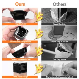 Square Chair Leg Floor Protectors, Chair Leg Protectors for Hardwood Floors, Silicon Chair Leg Protection Covers, Rectangle Floor Protectors for Chairs, No Scratches and No Noise