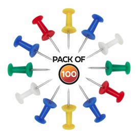 Cork Board Pins Push Pins Notice Board Reusable Heavy Duty Multicolored Drawing Plastic Thumb Tacks For Schools Home Offices & Colleges With Rustproof Sharp Point In Assorted Colors 100 Pcs