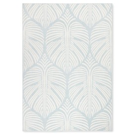 Tommy Bahama Lanai Palm Leaves Indoor Outdoor Area Rug, Leaf Tropical Design, UV Fade Resistant, Blue/Ivory, 7'10"x10'2"