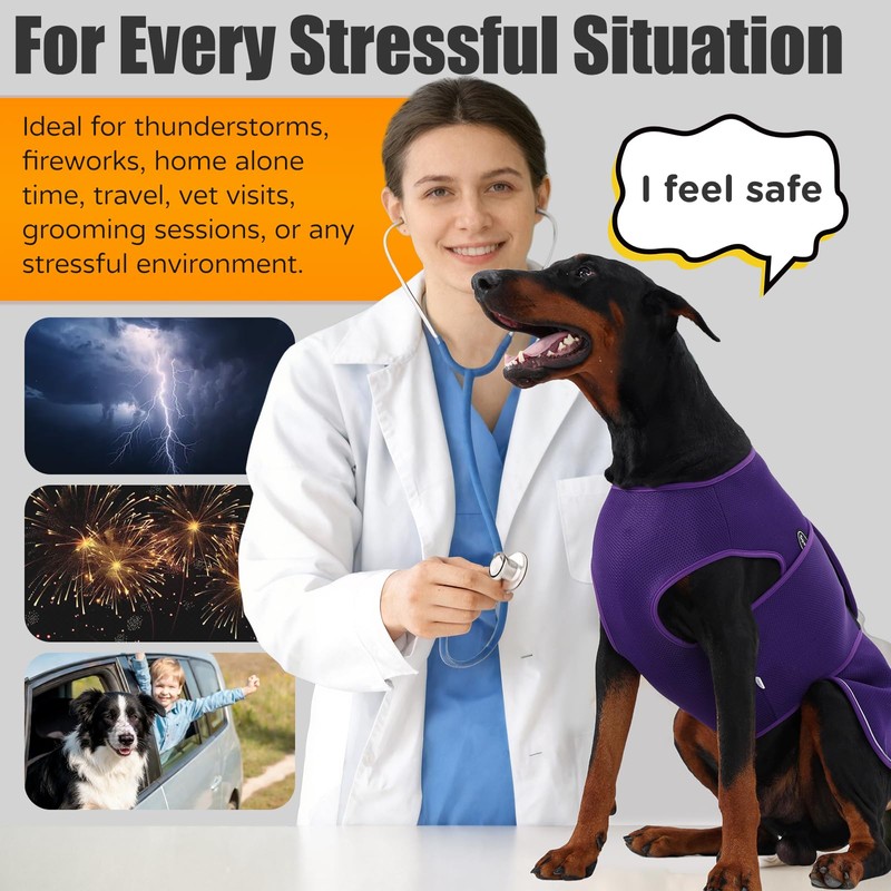 Spajoy Dog Anxiety Vest, Soft Thunder Jacket for Fireworks, Vet