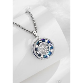 EUDORA Harmony Ball Moon and Star Sun Chain for Women Sterling Silver 925, Pentagram 12 Constellations Sun Luna Necklace Amulet Energy Pendant Jewellery Gift for Women Girls 45 cm, Sterling Silver,