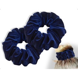 Emezddo 2 Stück Haargummi,Dickes Scrunchies,Samt Haarband,Elastisch Weich Headband,Mode Stirnband,Niedlich Haarschmuck,für Lange Oder Lockige Haare Frauen Mädchen(marineblau)