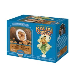 Kauai Coffee | Coconut Caramel Crunch Flavor | Arabica Coffee | 12 PODS