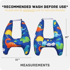 Travel Pillow Car Pillow for Kids 6 Years Old+ Kid Car Sleeping for The Back Seat of Car Seat Belt Adjuster Neck Shoulder Support on Road Trips Cartoon Anime Gift Ideas(Dinosaur)