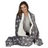 Micro-Pro Grey Snowflake Sherpa Lined Fleece Blanket Throw Cosy Soft