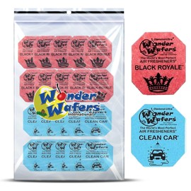 20 pack of Wonder Wafer Car Air Freshener: Individually Wrapped - 10 Black Royale, 10 Clean Car, 2 scents