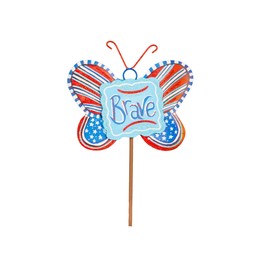 The Round Top Collection Brave Butterfly Stake - Patriotic Metal Garden Accent in Red, White, and Blue - Outdoor Decoration for Summer Displays