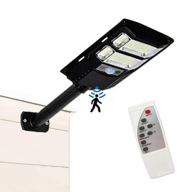 JUMGUN Solar Street Light Outdoor, Motion Sensor Solar Powered Lights, Dusk to Dawn Flood Lights with Remote Control, Waterproof Security Lighting for Yard Driveway Pathway Parking Lot Patio Porch