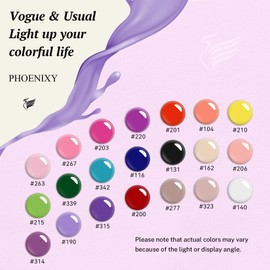 PHOENIXY 24 PCS Gel Nail Polish, Fall Colors Gel Nail Polish Set Nail Polish Set with Base Glossy Matte Top Coat Black Purple Red Nail Kit Gifts for Women (PCB9028)