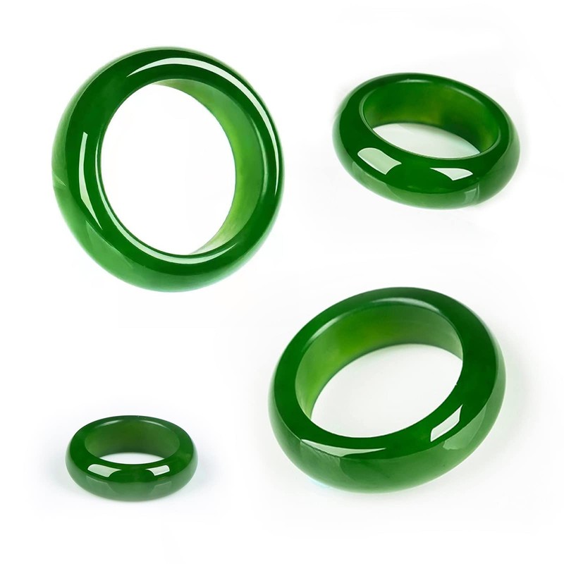 BJIMIDTI Green Jade Ring- Natural Hetian Jade Jewelry Crafts Gifts,